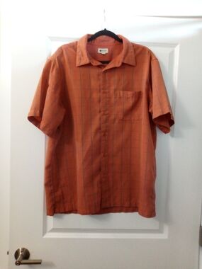 Comfort Fit Orange Short-Sleeve Men's Shirt Size Large By Haggar